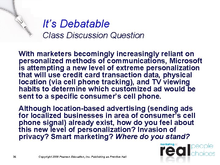 It’s Debatable Class Discussion Question With marketers becomingly increasingly reliant on personalized methods of