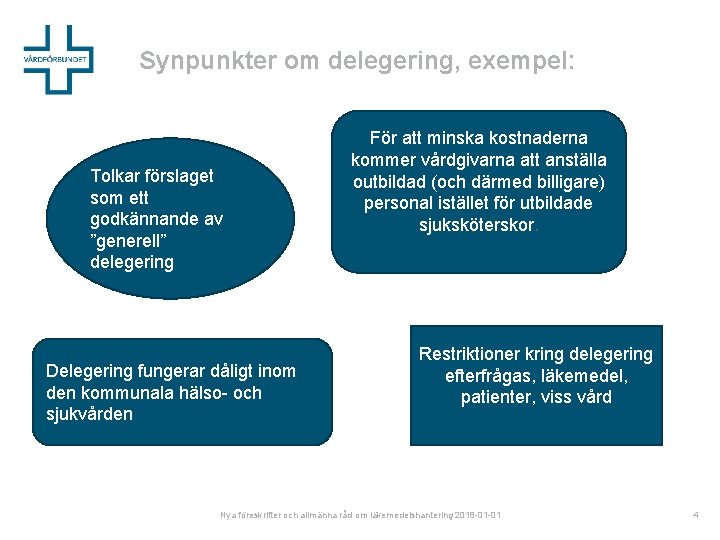 Synpunkter om delegering, exempel: Tolkar förslaget som ett godkännande av ”generell” delegering Delegering fungerar