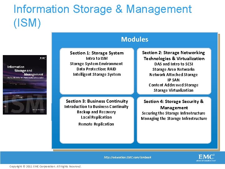 Information Storage & Management (ISM) Modules Section 1: Storage System Intro to ISM Storage