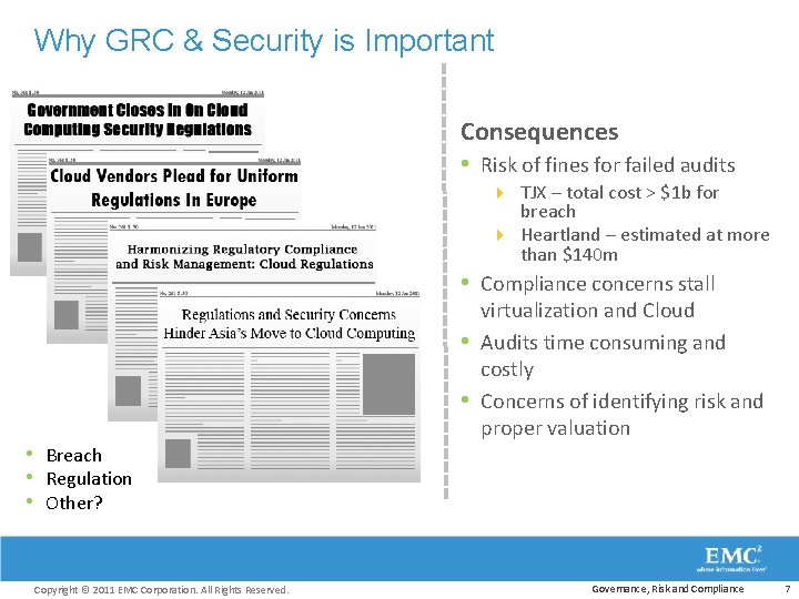 Why GRC & Security is Important Consequences • Risk of fines for failed audits