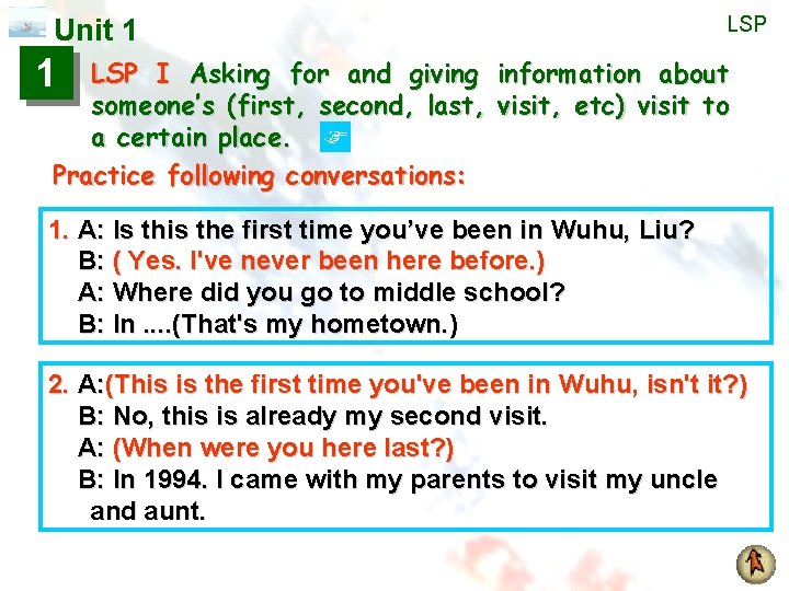 Unit 1 LSP I Asking for and giving information about someone’s (first, second, last,