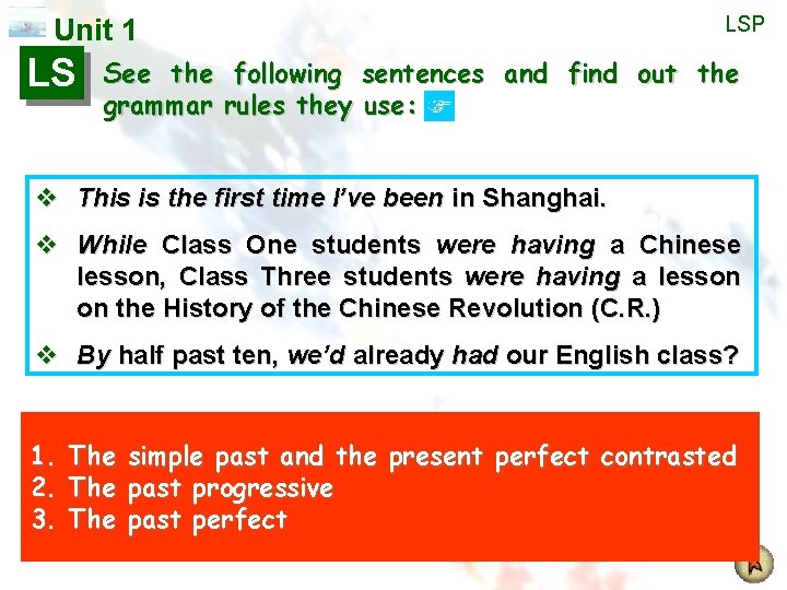 Unit 1 LS LSP See the following sentences and find out the grammar rules