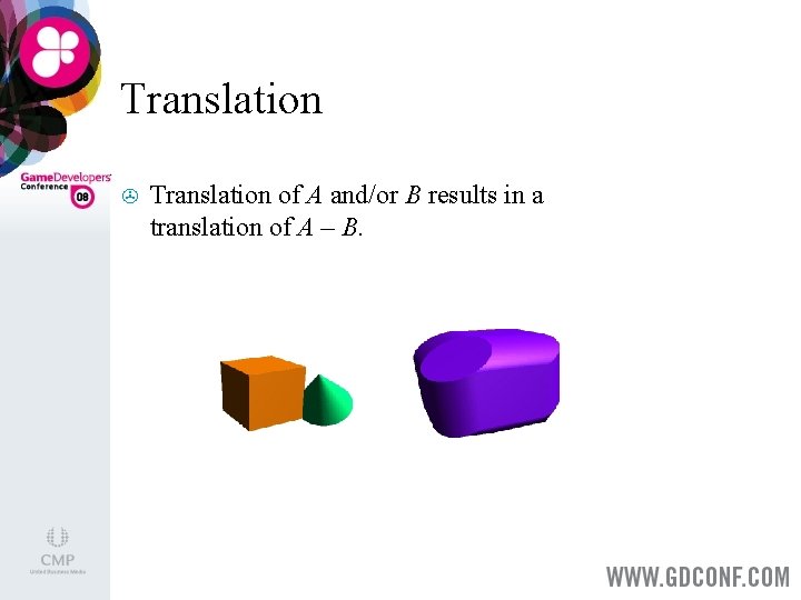 Translation > Translation of A and/or B results in a translation of A –