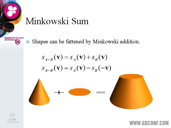 Minkowski Sum > Shapes can be fattened by Minkowski addition. 