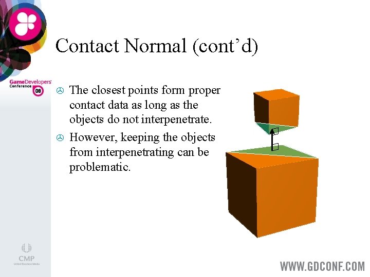 Contact Normal (cont’d) > > The closest points form proper contact data as long