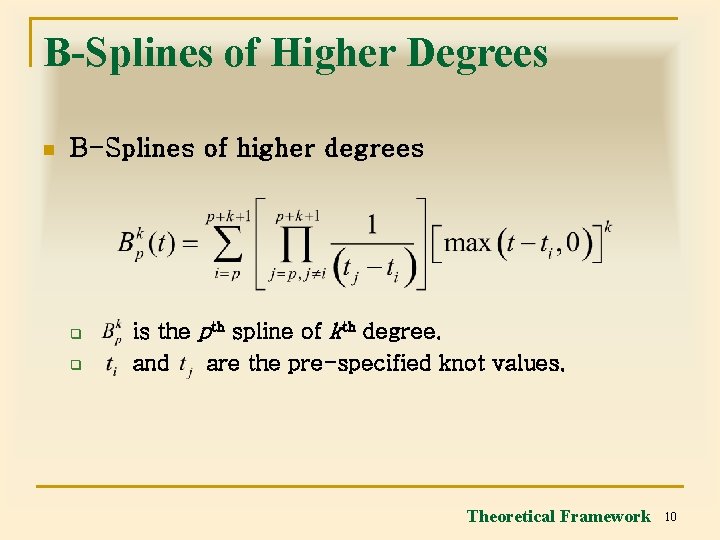 B-Splines of Higher Degrees n B-Splines of higher degrees q q is the pth