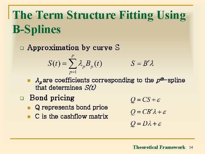 The Term Structure Fitting Using B-Splines q Approximation by curve S n q λp