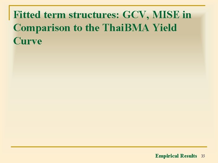 Fitted term structures: GCV, MISE in Comparison to the Thai. BMA Yield Curve Empirical