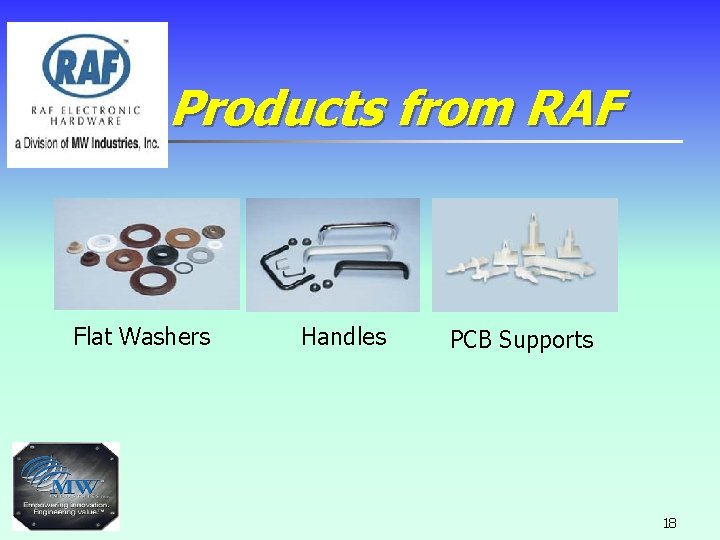 Products from RAF Flat Washers Handles PCB Supports 18 Products from RAF Flat Washers Handles PCB Supports 18