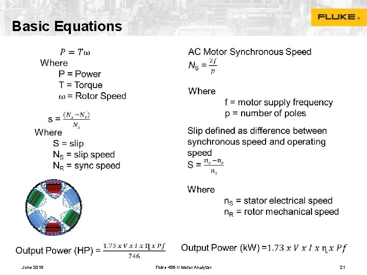 Basic Equations June 2016 Fluke 438 -II Motor Analyzer 21 