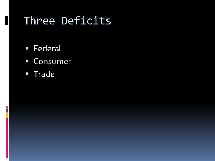 Three Deficits Federal Consumer Trade 