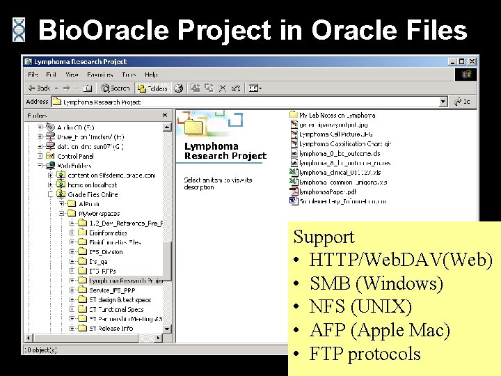 Bio. Oracle Project in Oracle Files Support • HTTP/Web. DAV(Web) • SMB (Windows) •