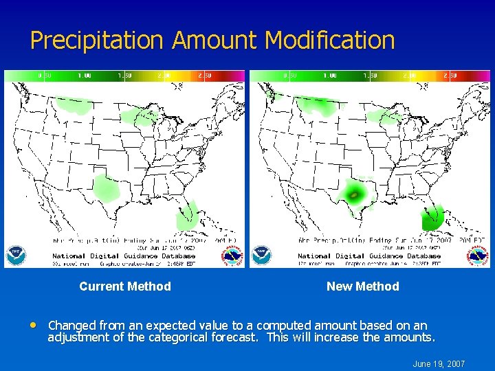 Precipitation Amount Modification Current Method New Method • Changed from an expected value to