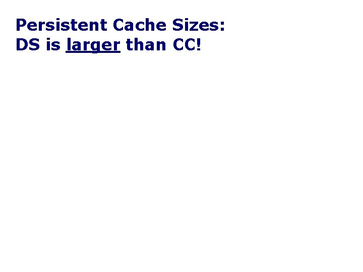 Persistent Cache Sizes: DS is larger than CC! 