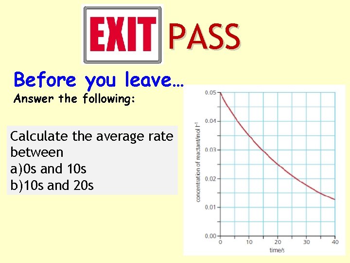 PASS Before you leave… Answer the following: Calculate the average rate between a) 0