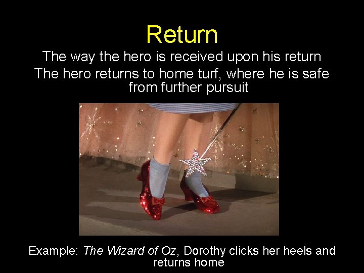 Return The way the hero is received upon his return The hero returns to