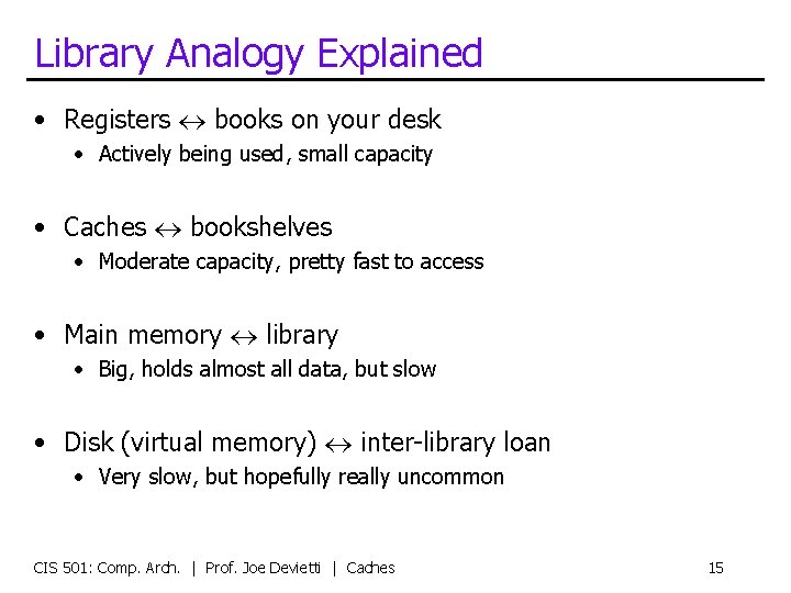 Library Analogy Explained • Registers books on your desk • Actively being used, small