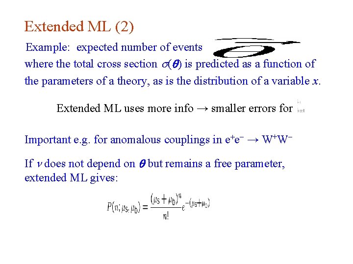 Extended ML (2) Example: expected number of events where the total cross section s(q)