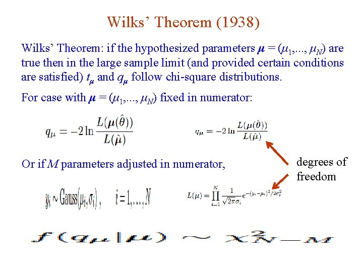 Wilks’ Theorem (1938) Wilks’ Theorem: if the hypothesized parameters μ = (μ 1, .