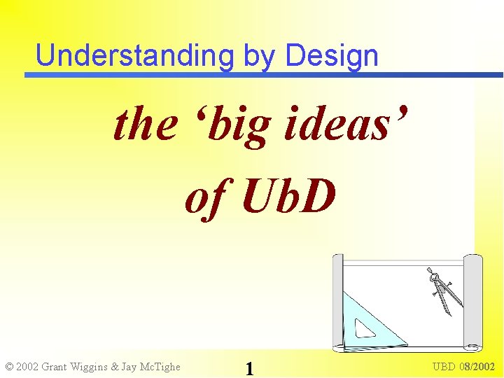 Understanding by Design the ‘big ideas’ of Ub. D © 2002 Grant Wiggins &