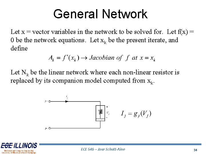 General Network Let x = vector variables in the network to be solved for. General Network Let x = vector variables in the network to be solved for.