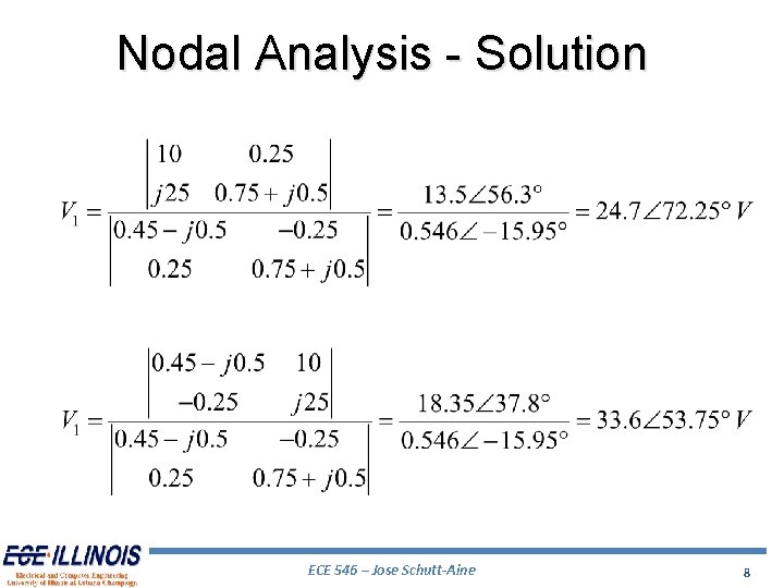 Nodal Analysis - Solution ECE 546 – Jose Schutt-Aine 8 Nodal Analysis - Solution ECE 546 – Jose Schutt-Aine 8