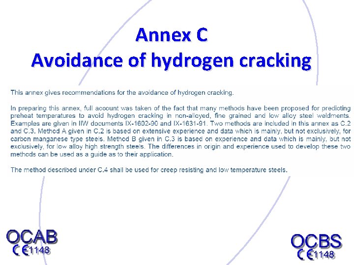 Annex C Avoidance of hydrogen cracking 
