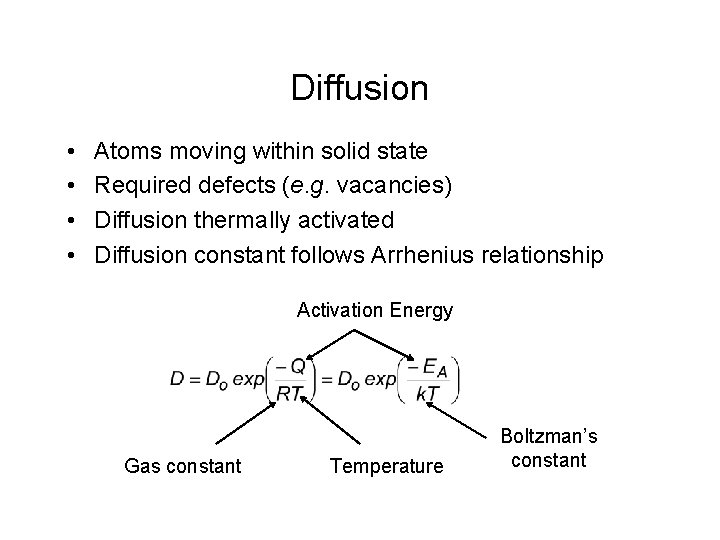 Diffusion • • Atoms moving within solid state Required defects (e. g. vacancies) Diffusion