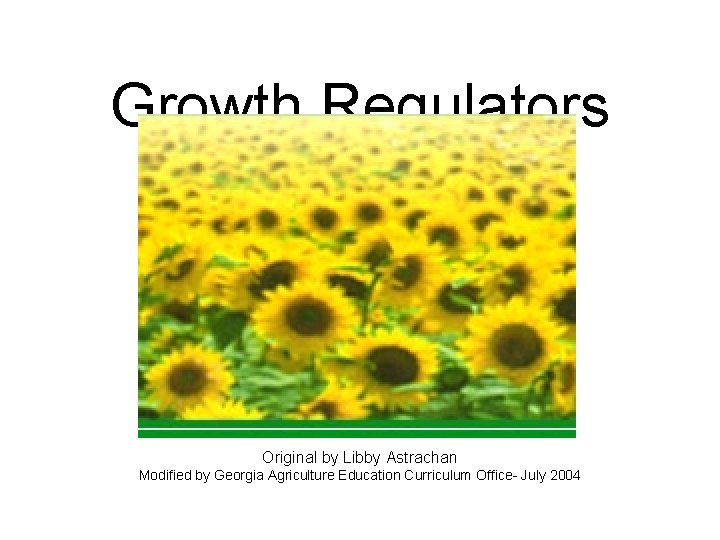 Growth Regulators Original by Libby Astrachan Modified by Georgia Agriculture Education Curriculum Office- July