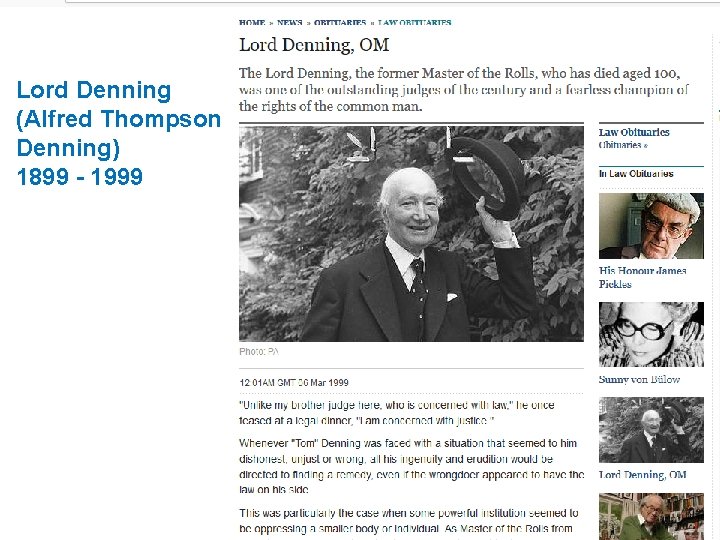 Lord Denning (Alfred Thompson Denning) 1899 - 1999 