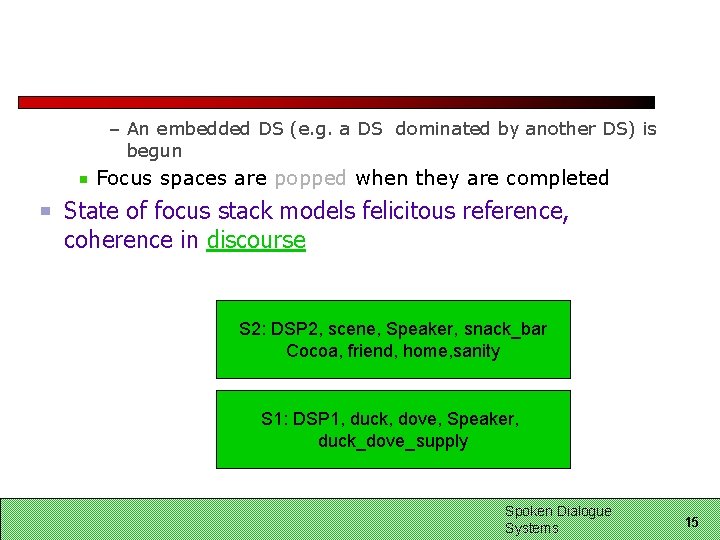 – An embedded DS (e. g. a DS dominated by another DS) is begun