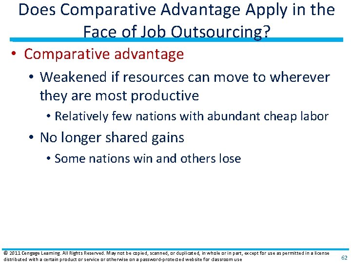 Does Comparative Advantage Apply in the Face of Job Outsourcing? • Comparative advantage • Does Comparative Advantage Apply in the Face of Job Outsourcing? • Comparative advantage •