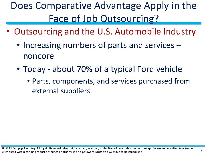 Does Comparative Advantage Apply in the Face of Job Outsourcing? • Outsourcing and the Does Comparative Advantage Apply in the Face of Job Outsourcing? • Outsourcing and the