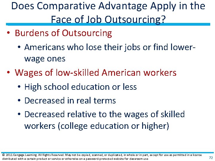 Does Comparative Advantage Apply in the Face of Job Outsourcing? • Burdens of Outsourcing Does Comparative Advantage Apply in the Face of Job Outsourcing? • Burdens of Outsourcing