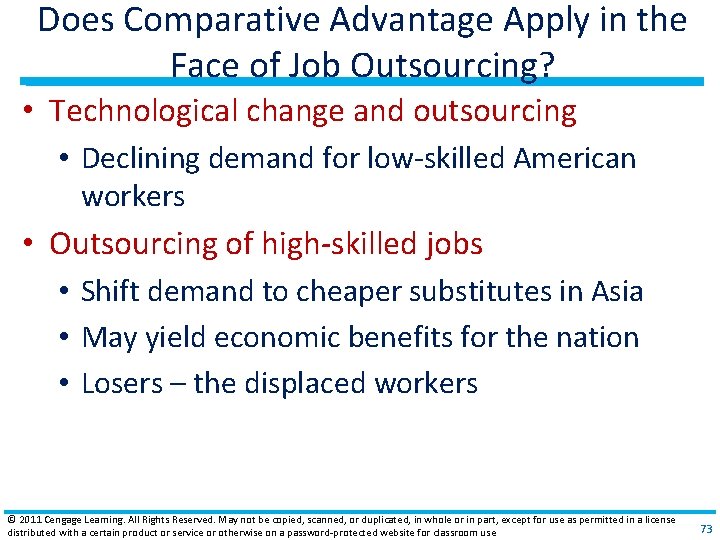 Does Comparative Advantage Apply in the Face of Job Outsourcing? • Technological change and