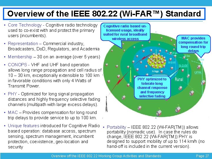 Overview of the IEEE 802. 22 (Wi-FAR™) Standard • Core Technology - Cognitive radio