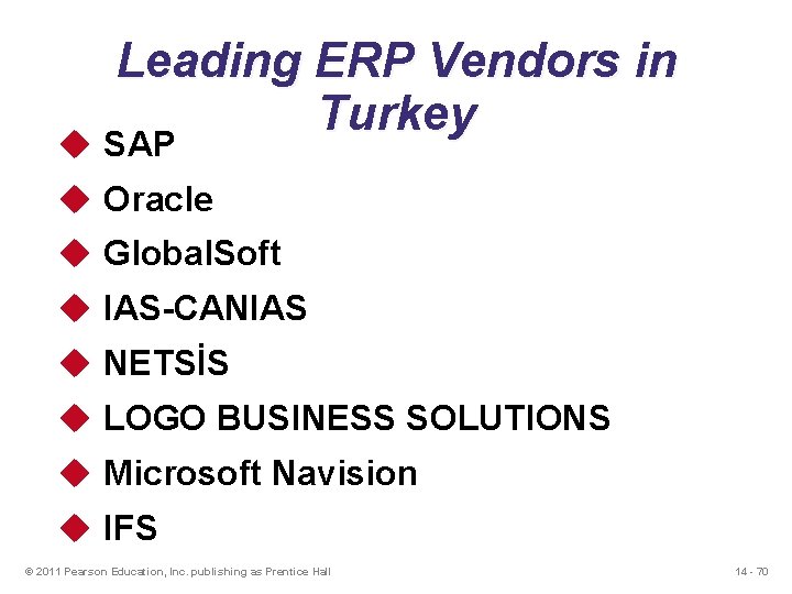 Leading ERP Vendors in Turkey u SAP u Oracle u Global. Soft u IAS-CANIAS