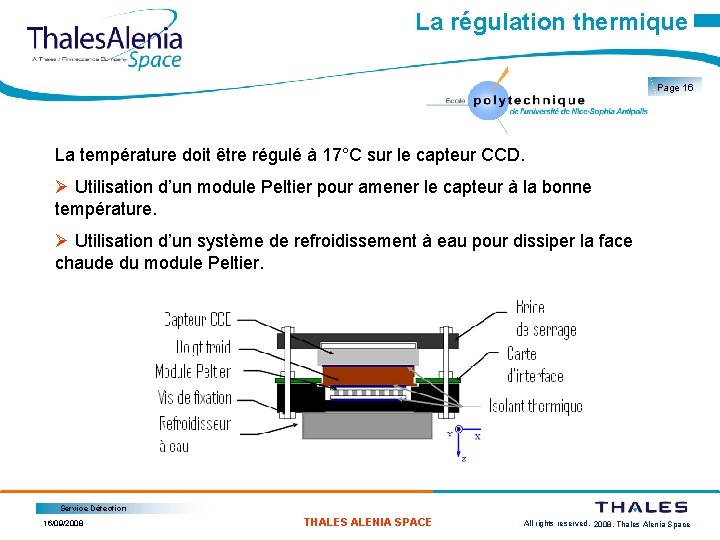 La régulation thermique Page 16 La température doit être régulé à 17°C sur le