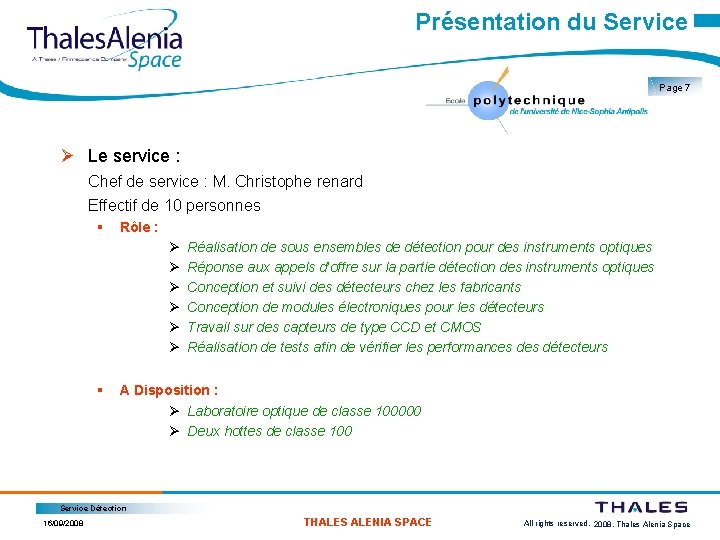 Présentation du Service Page 7 Ø Le service : Chef de service : M.