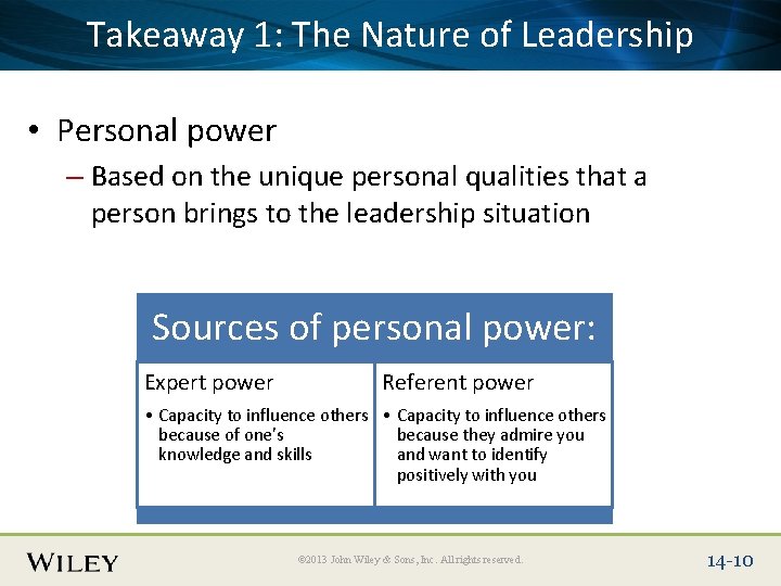 Place Slide Title 1: Text Takeaway The Here Nature of Leadership • Personal power