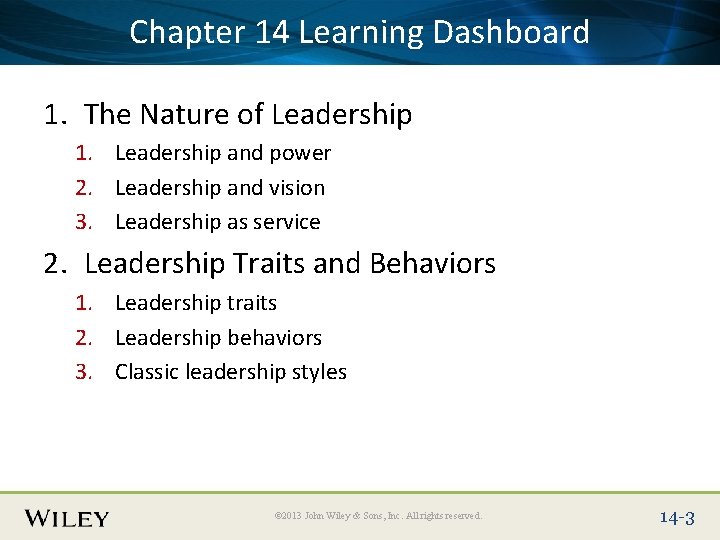 Place Slide Title 14 Text Here Dashboard Chapter Learning 1. The Nature of Leadership