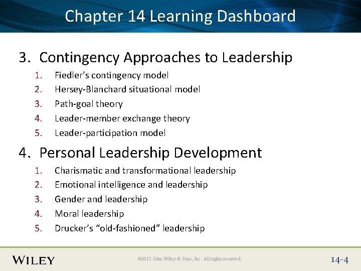 Place Slide Title 14 Text Here Dashboard Chapter Learning 3. Contingency Approaches to Leadership