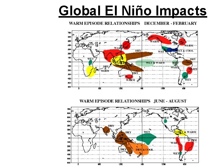 Global El Niño Impacts are generally more extensive during the northern winter. 