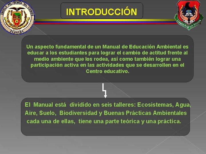 INTRODUCCIÓN Un aspecto fundamental de un Manual de Educación Ambiental es educar a los