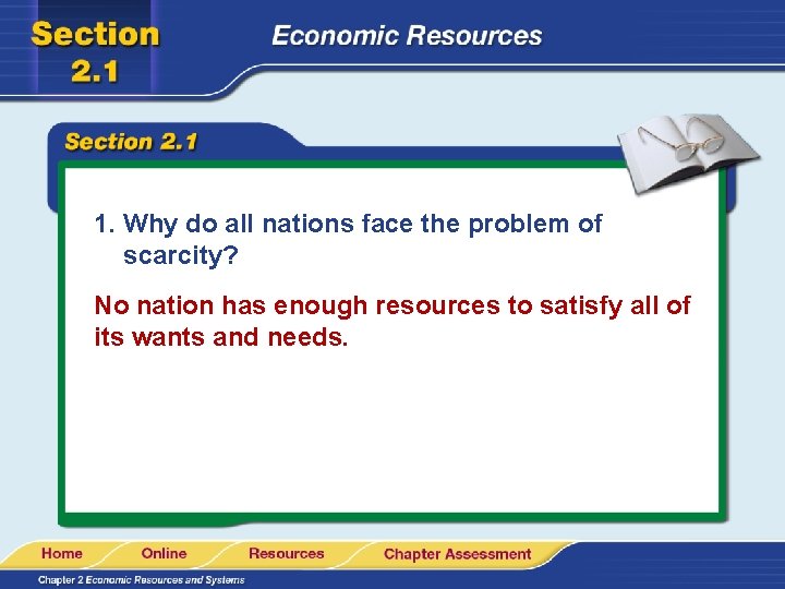 1. Why do all nations face the problem of scarcity? No nation has enough