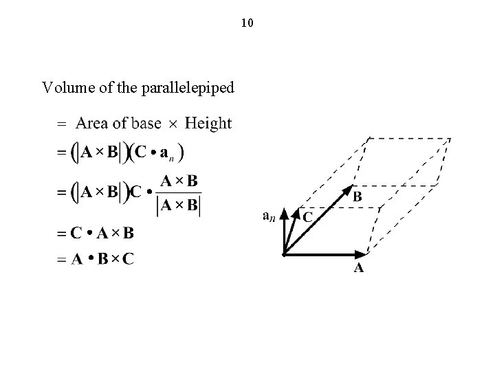 10 Volume of the parallelepiped 