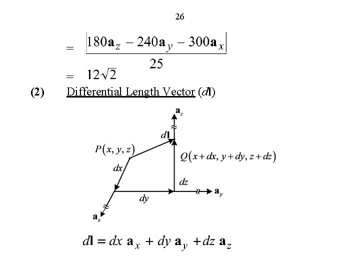 26 = (2) = Differential Length Vector (dl) 