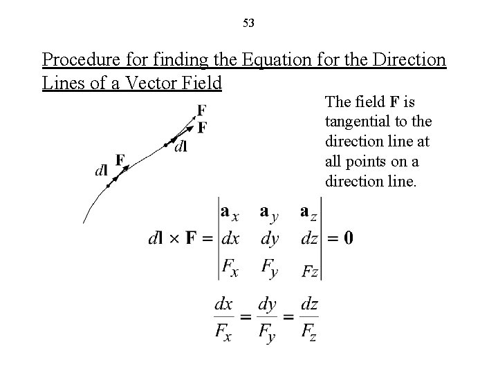 53 Procedure for finding the Equation for the Direction Lines of a Vector Field