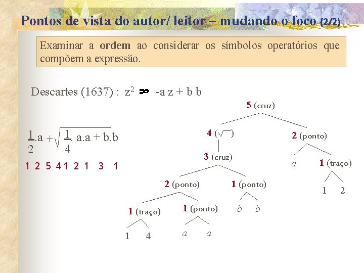 Pontos de vista do autor/ leitor – mudando o foco (2/2) Examinar a ordem