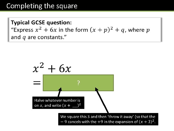 Completing the square ? 